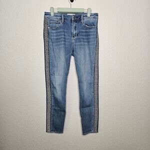 Driftwood Jackie high rise skinny Jeans aztec print tuxedo stripe Womens size 27